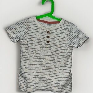 Striped Kids Shirt - White and Brown